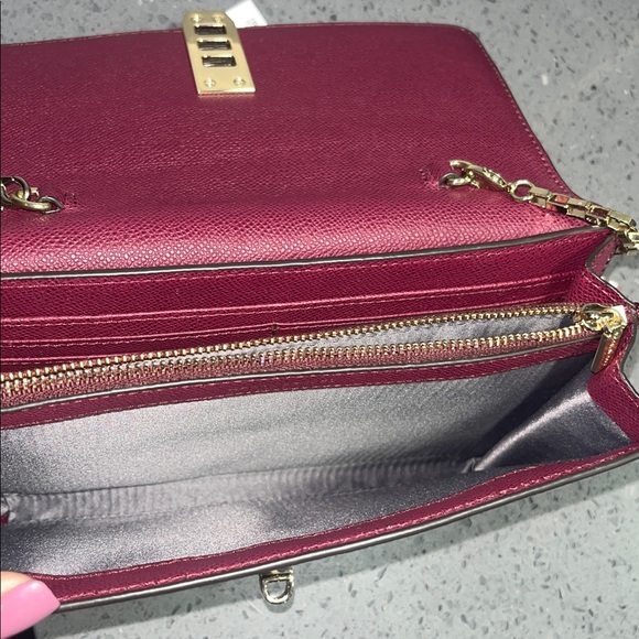 Henri Bendel Deep Red Clutch with Gold Chain - Picture 8 of 13